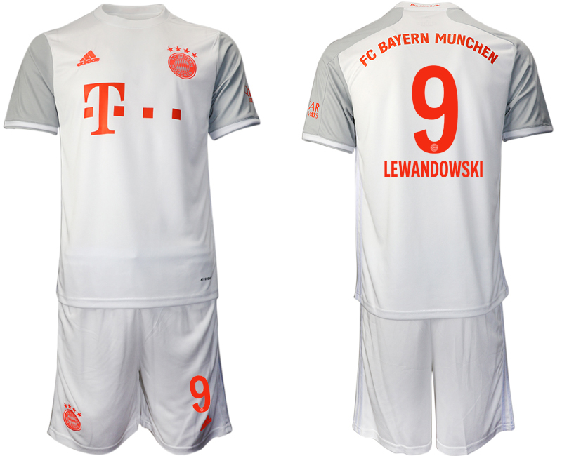 Men 2020-2021 club Bayern Munich away #9 white Soccer Jerseys->customized soccer jersey->Custom Jersey
